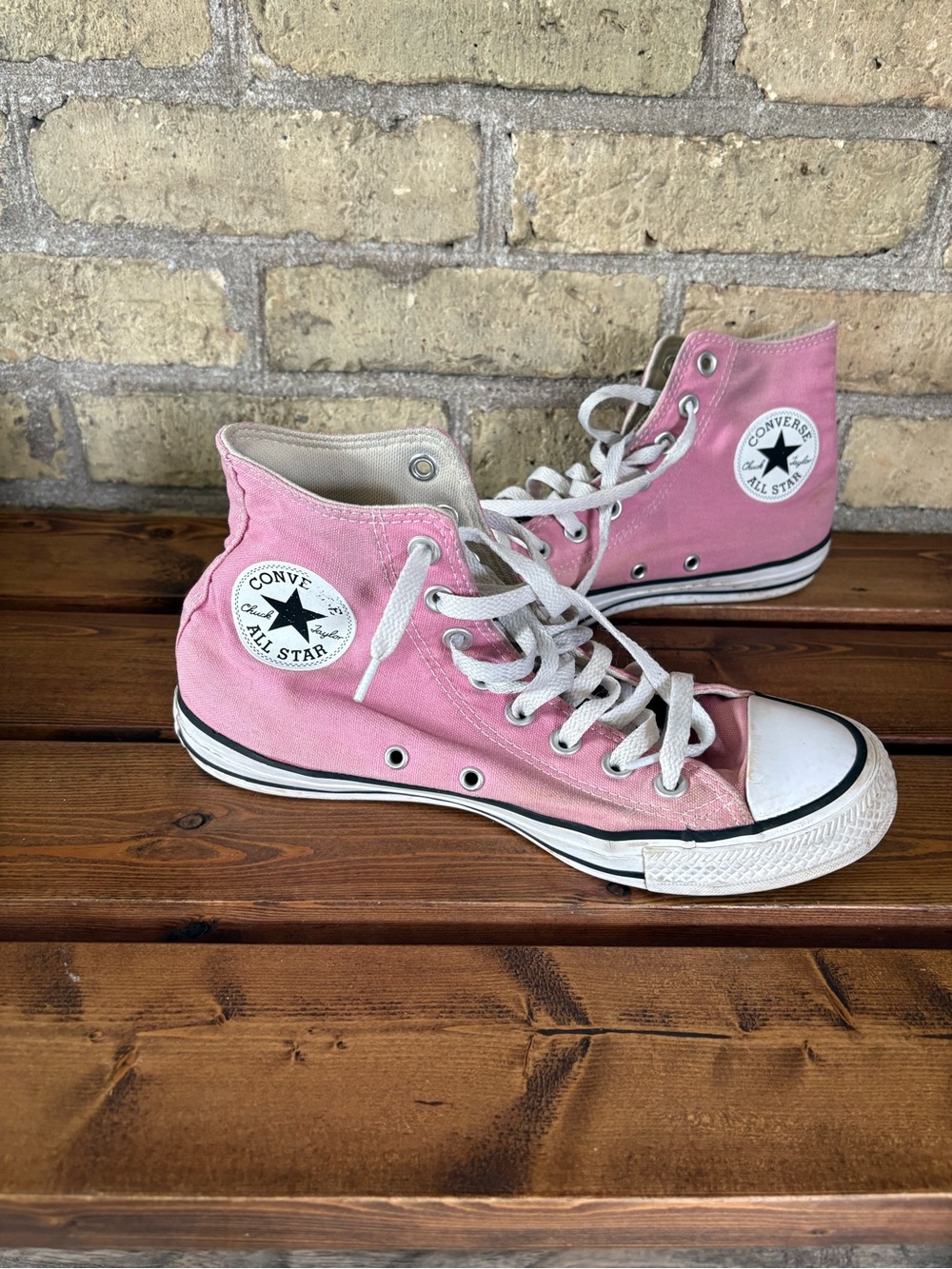 Converse Pink High-Top Canvas Sneakers with White Toe